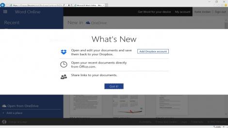 Office now integrates with Dropbox on the web