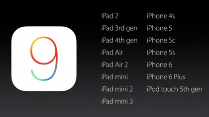 iOS 9 is compatible with all iOS 8 devices 