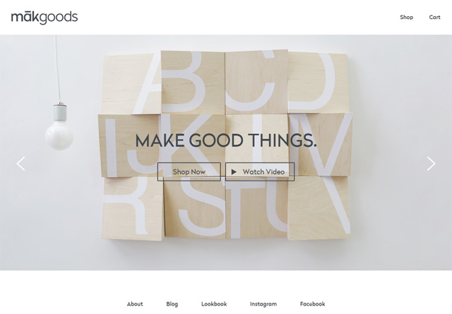 Screenshot of a clean website: makgoods