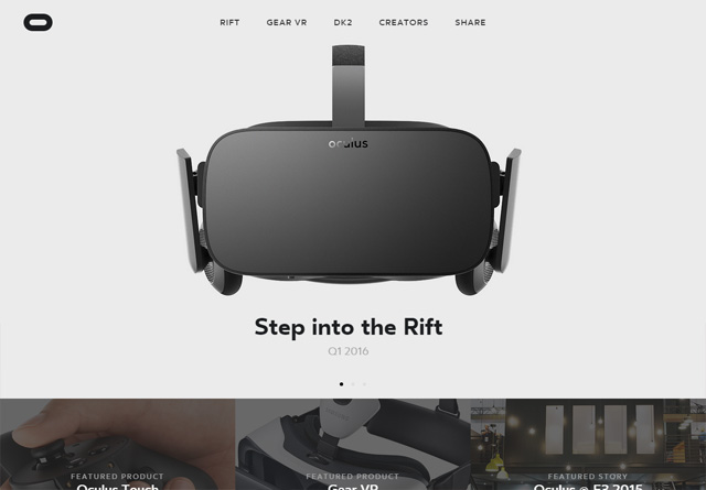 Screenshot of a clean website: Oculus