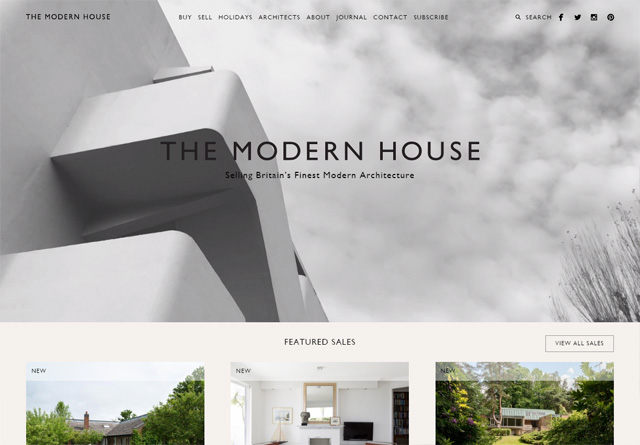 Screenshot of a clean website: The Modern House