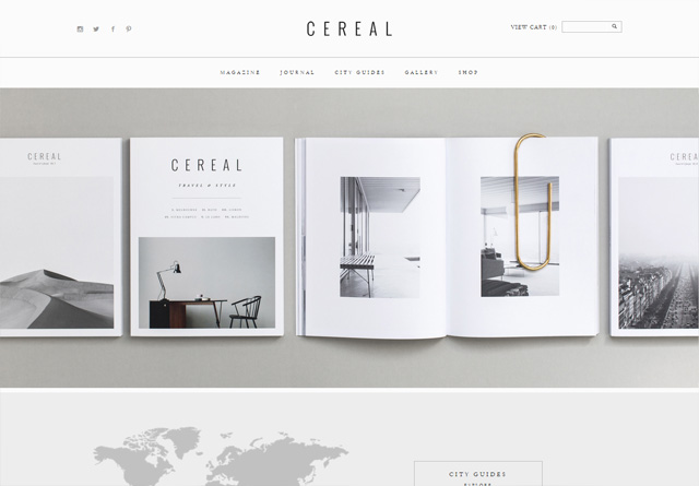 Screenshot of a clean website: Cereal