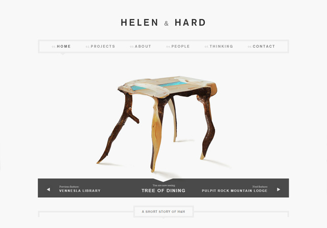 Screenshot of a clean website: Helen & Hard