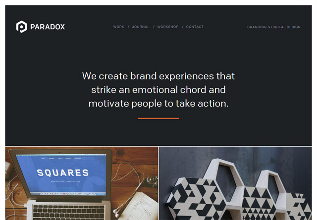 Screenshot of a clean website: Paradox Design Studio