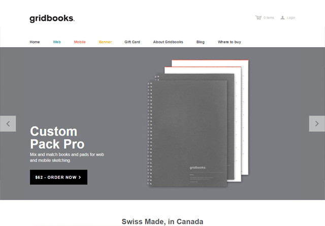 Screenshot of a clean website: Gridbooks