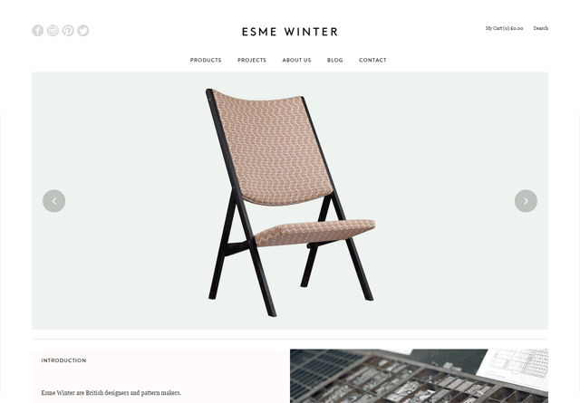 Screenshot of a clean website: Esme Winter
