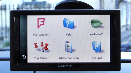 Garmin nuvi 68LM showing Foursquare