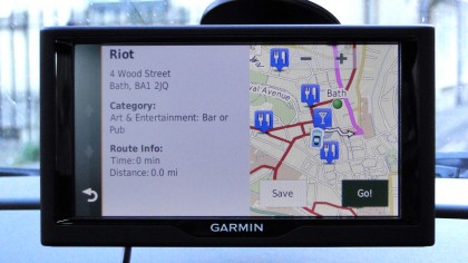 The Garmin nuvi 68LM showing points of interest