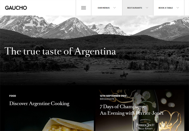 Image of a restaurant website: Gaucho