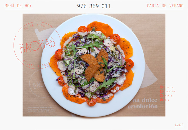 Image of a restaurant website: Baobab