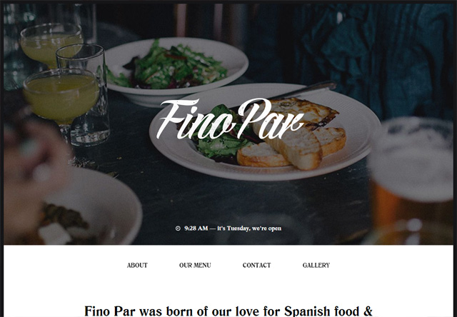 Image of a restaurant website: Fino Par