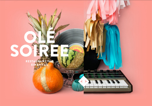 Image of a restaurant website: OLÉ SOIREE