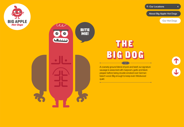 Image of a restaurant website: Big Apple Hot Dogs