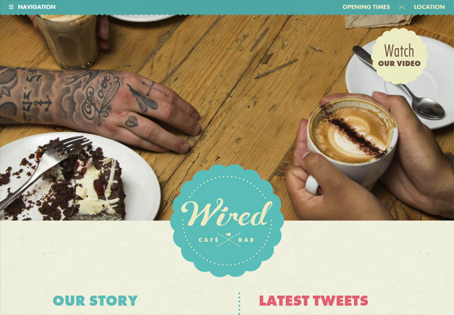 Image of a restaurant website: Wired