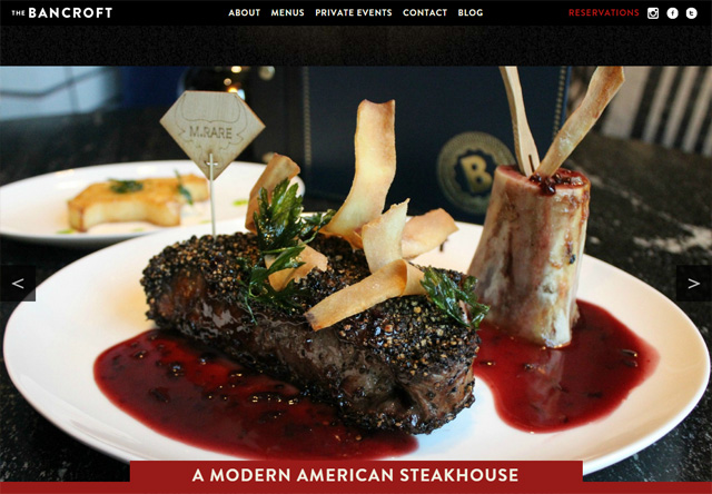 Image of a restaurant website: The Bancroft