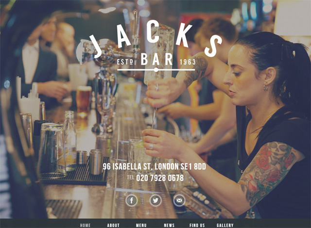 One-page website: Jacks Bar