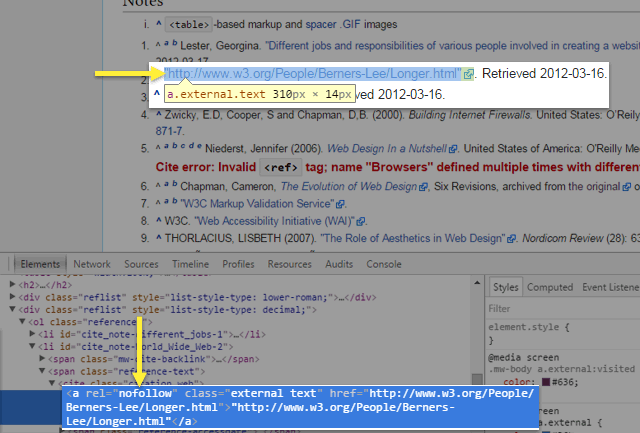 External links in Wikipedia have rel="nofollow"attributes.