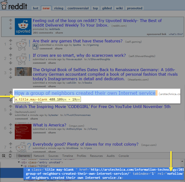 On Reddit, new link submissions are nofollow.
