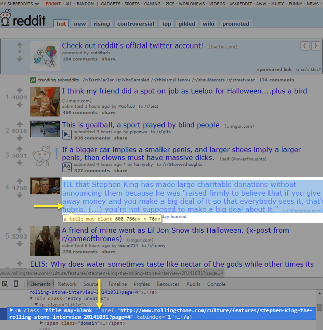 On Reddit, front page external links do not have a rel="nofollow" attribute.